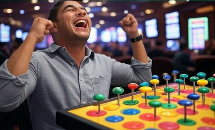 Tabla de Plinko México con discos cayendo